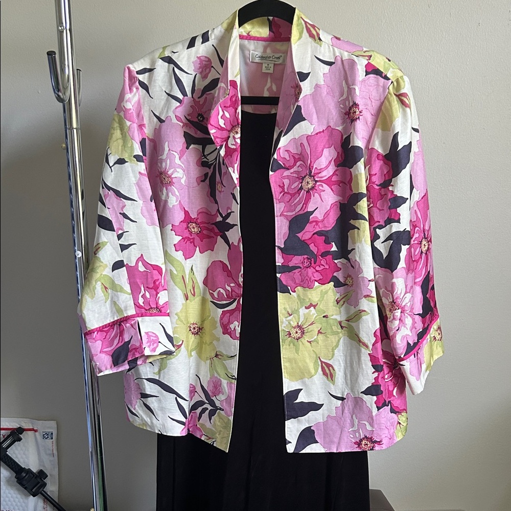 Coldwater Creek Floral Blazer - Pink, Green, Black, White